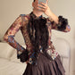 Pure silk rouches printed shirt