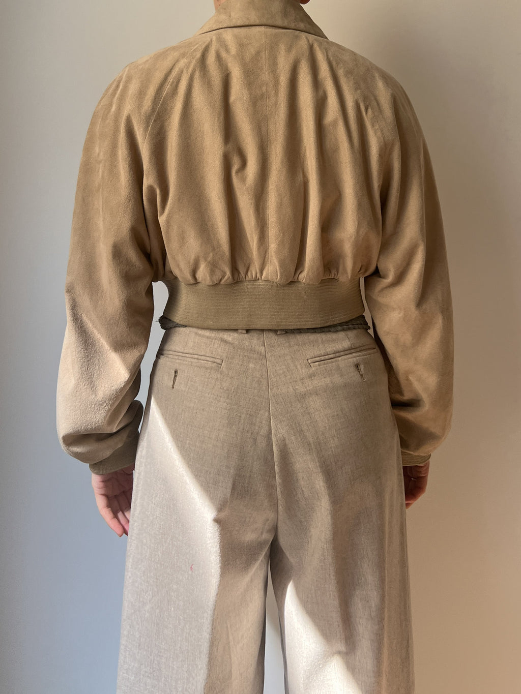 Real suede cropped jacket