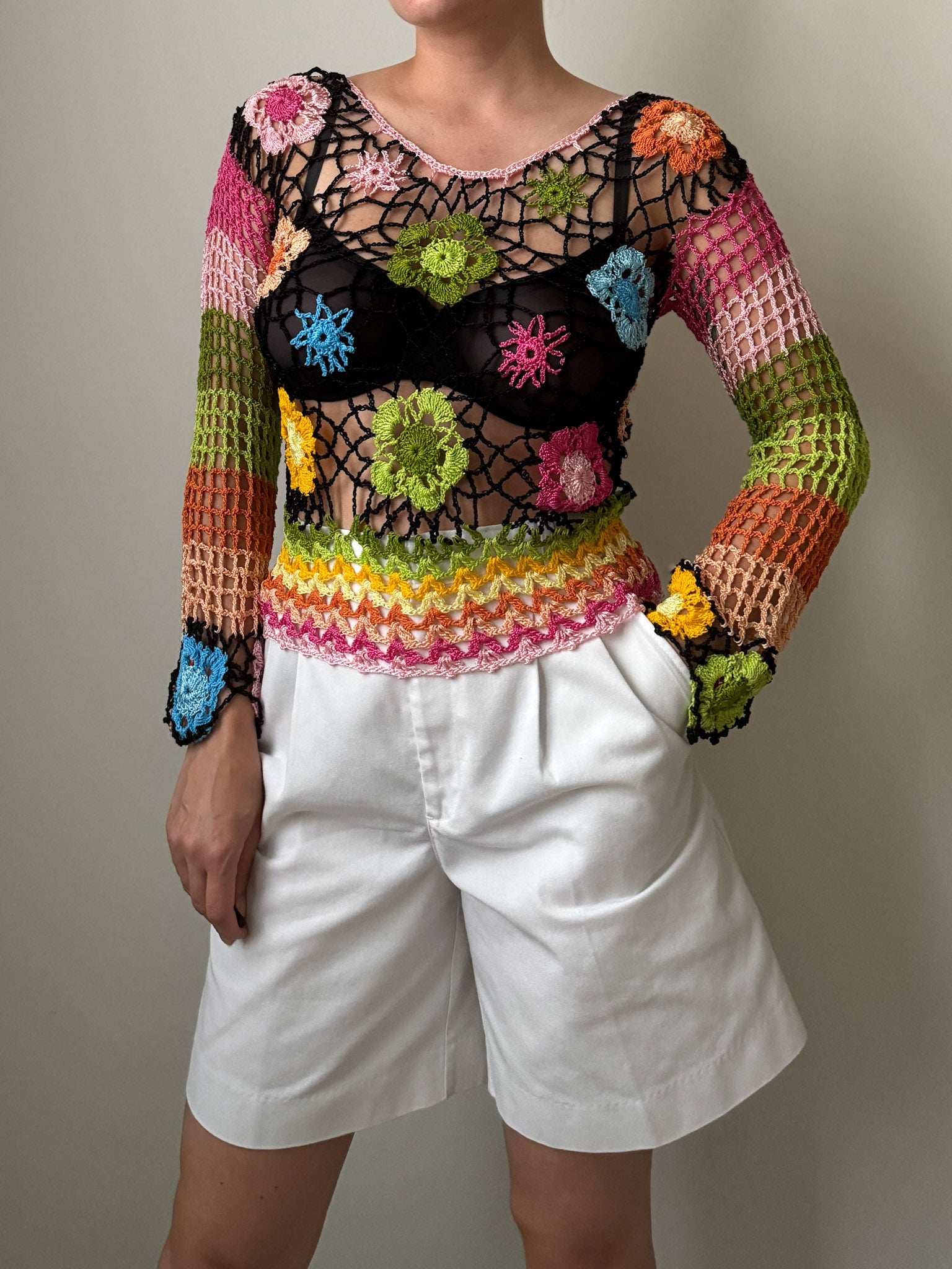 Crochet floral top