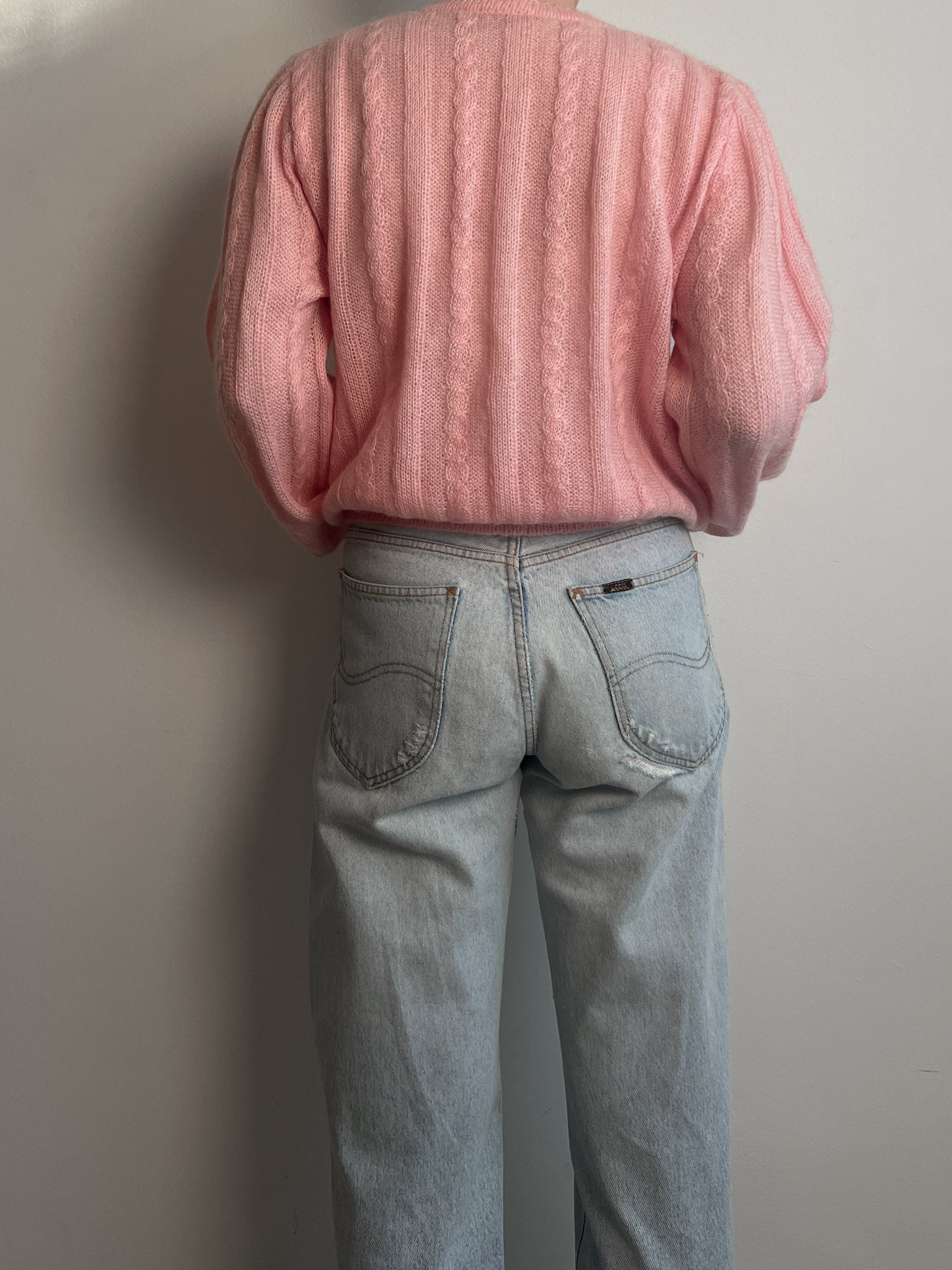 Mohair and wool pink cardigan