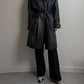 Real leather black trench