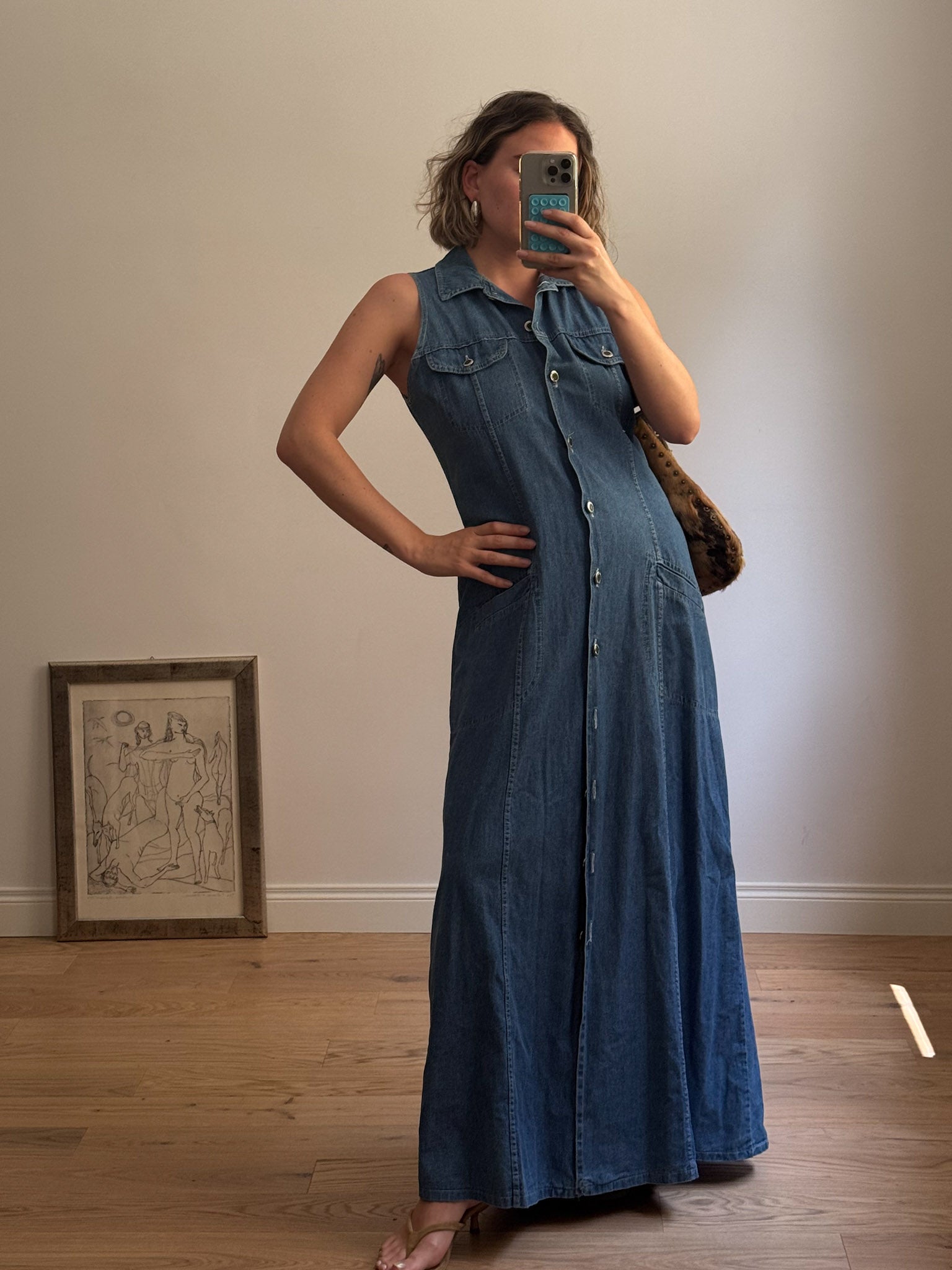 Denim long dress