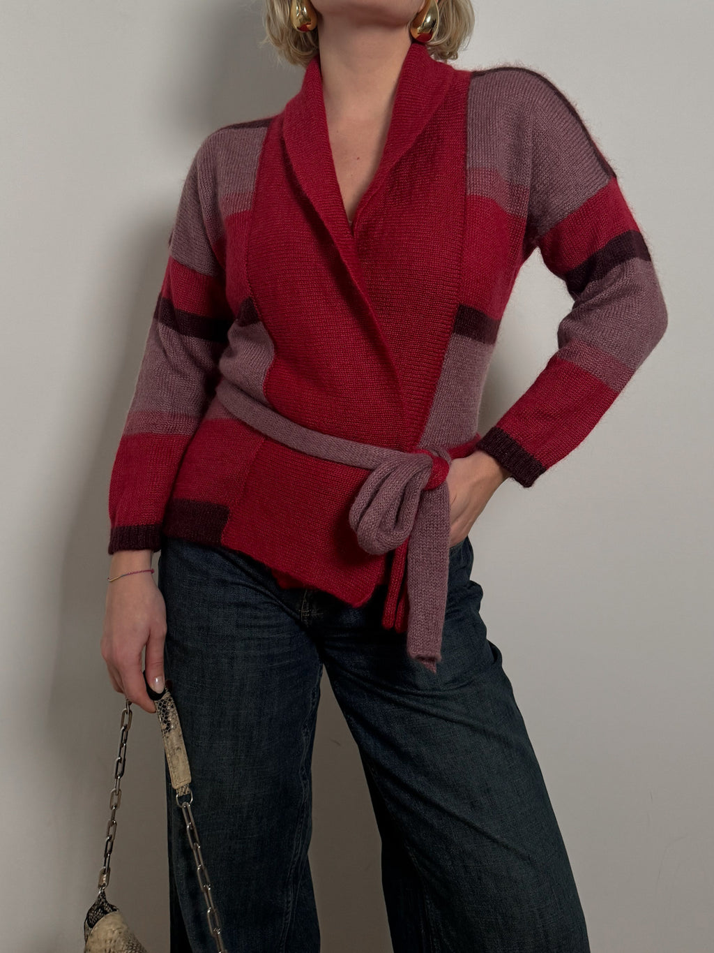 Pure wool striped cardigan
