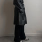 Real leather black trench