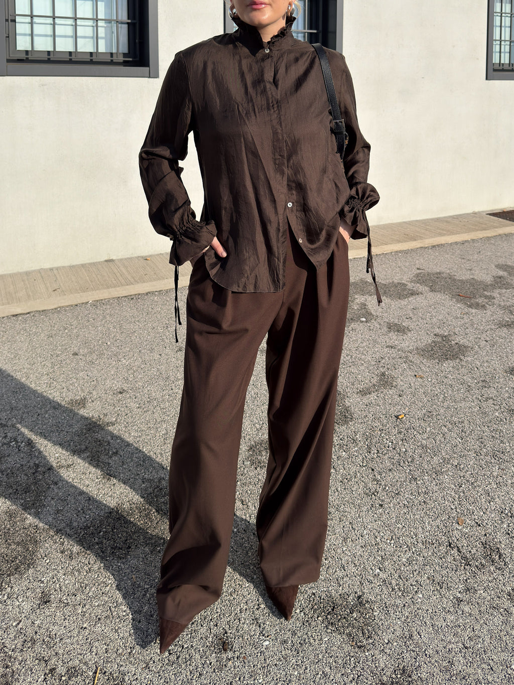 Pure silk chocolate blouse