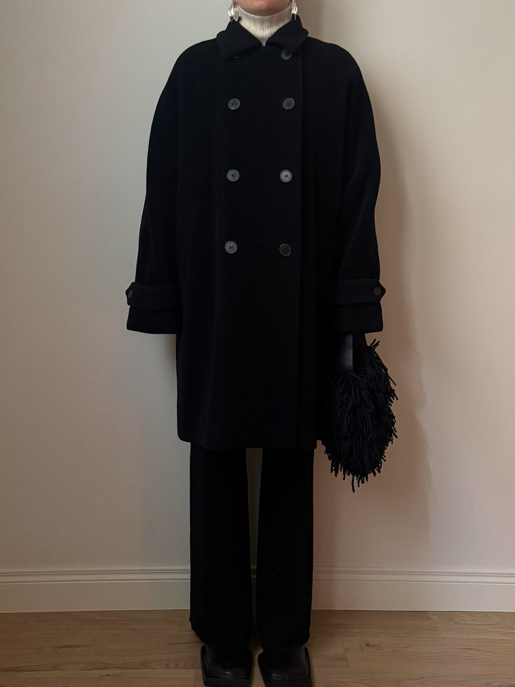 Pure virgin wool black coat