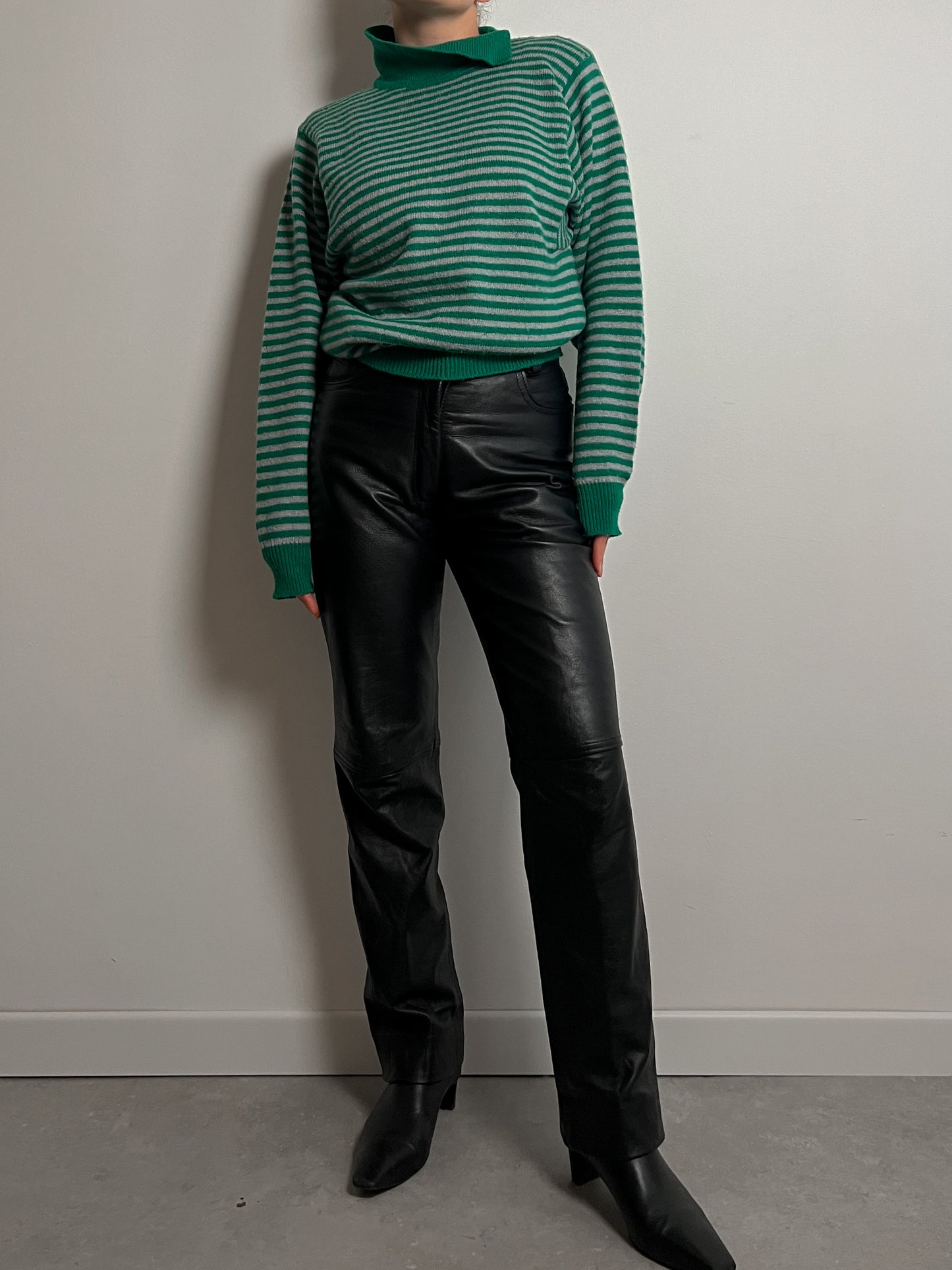 Real leather black pants