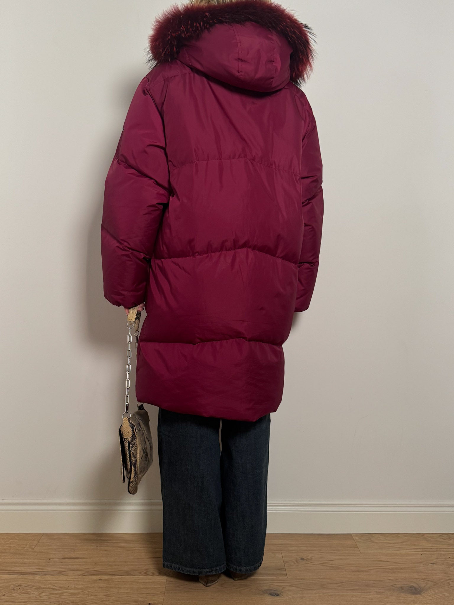Real down burgundy puffer