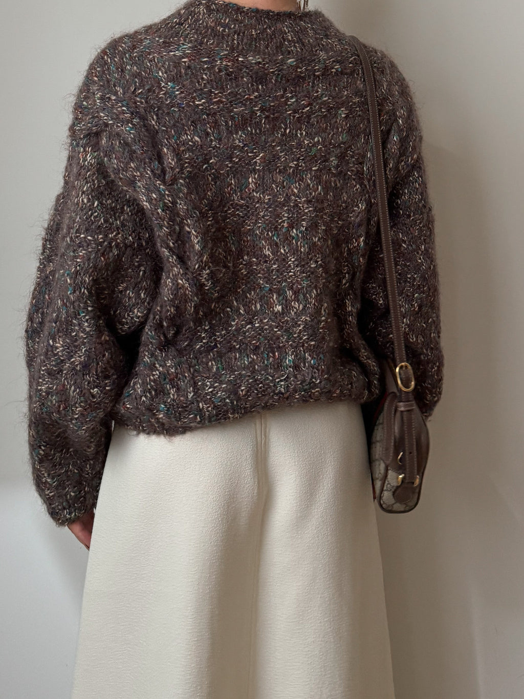 Pure wool embroidered melange pull