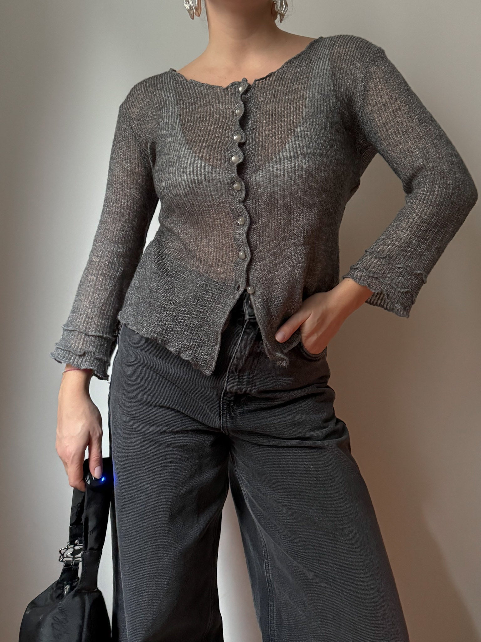 Moschino wool blend grey cardigan