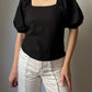 Pure linen black top