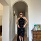 Pure silk sequins black dress