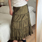 Flounced olive green skirt