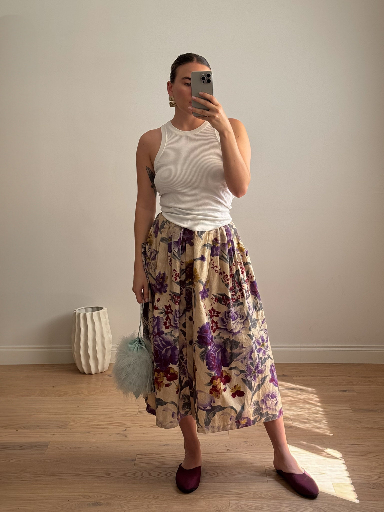 Pure cotton floral skirt