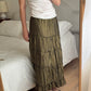 Flounced olive green skirt