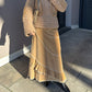 Velvet camel long skirt
