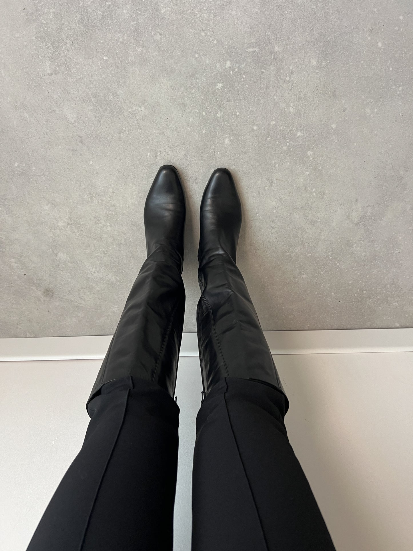 Genuine leather black boots