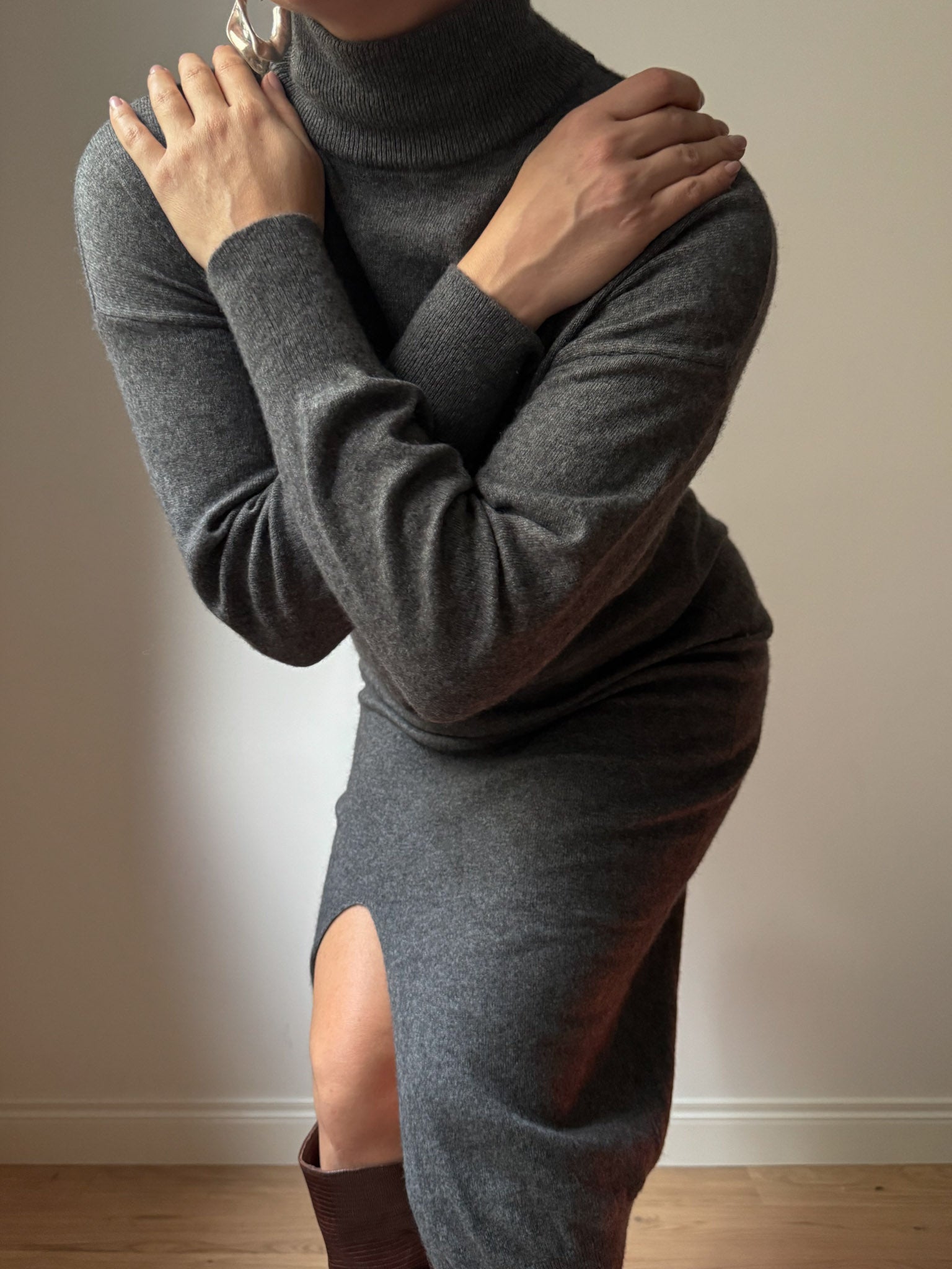 Wool blend grey dress