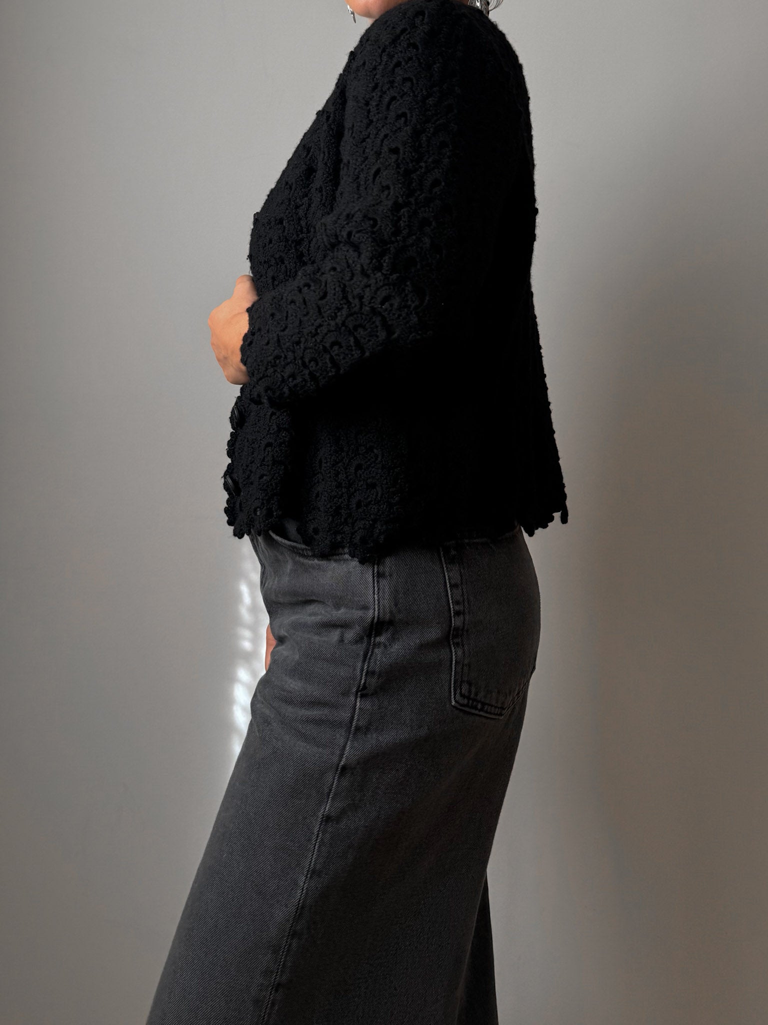 Pure wool embroidered black jacket