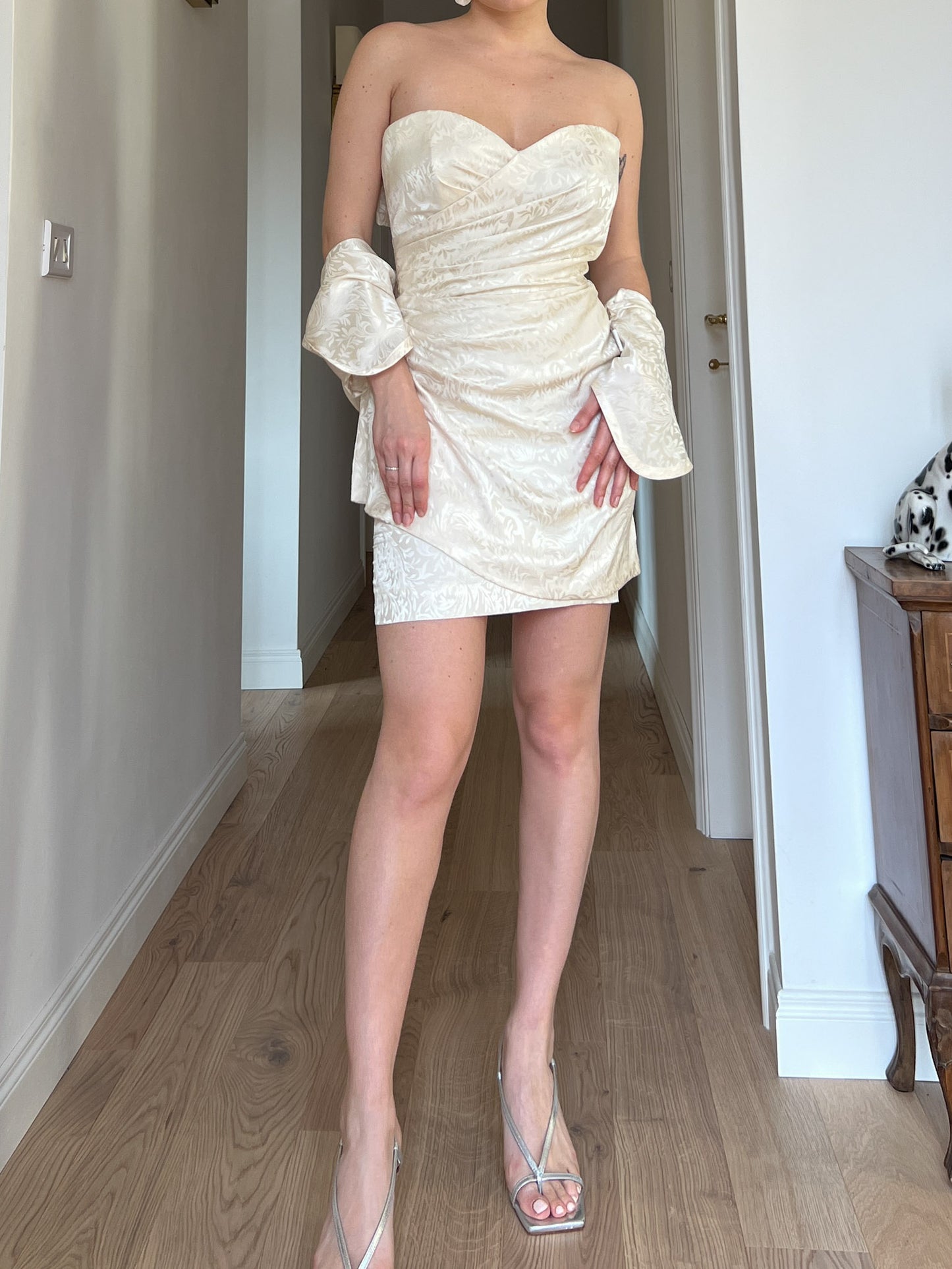 Pure silk ivory mini dress