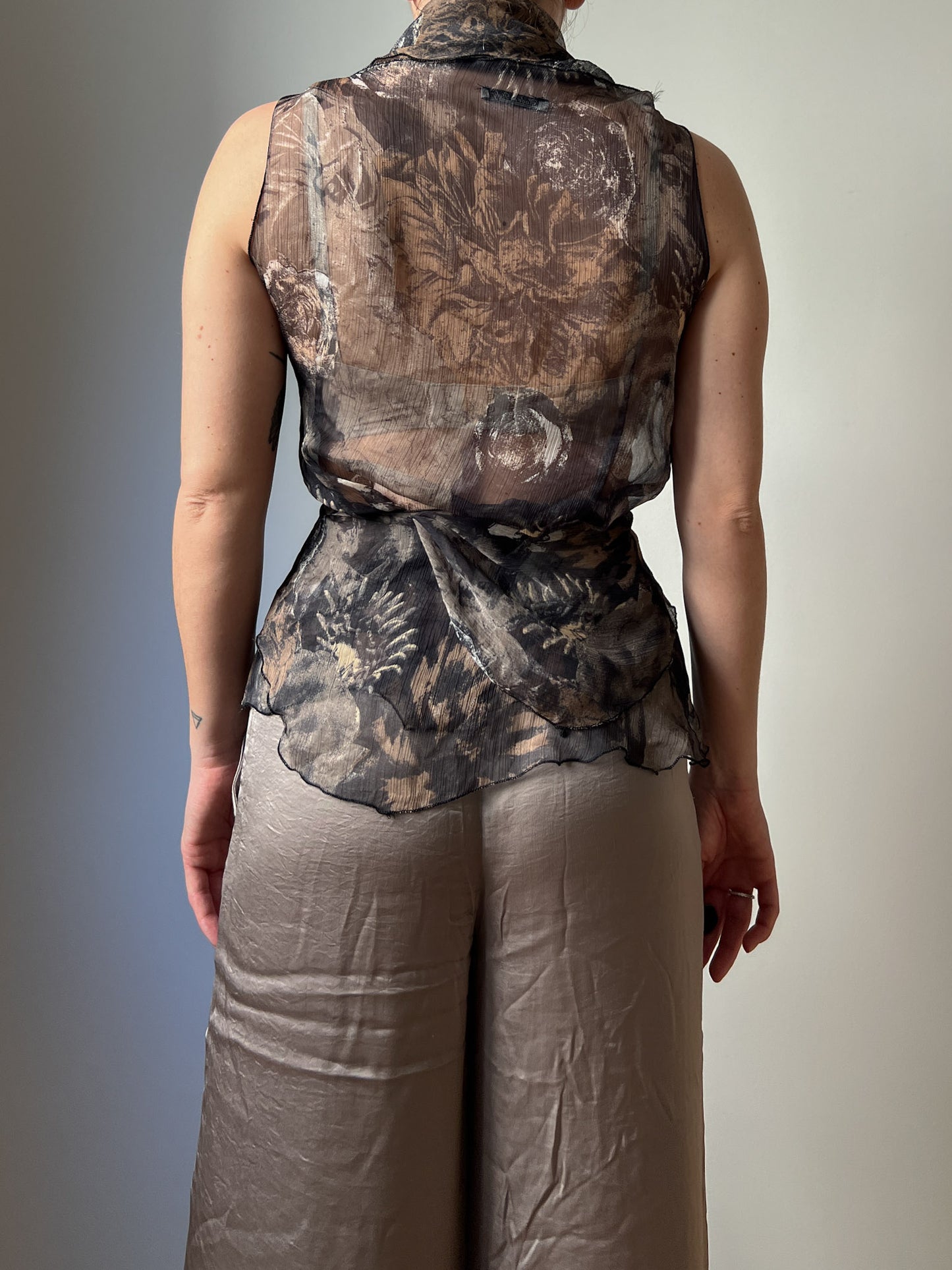 Pure silk printed top