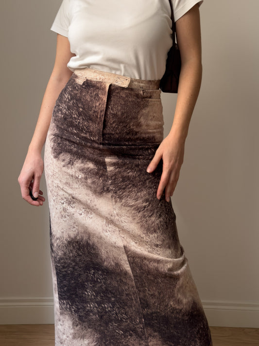 Cotton printed midi skirt