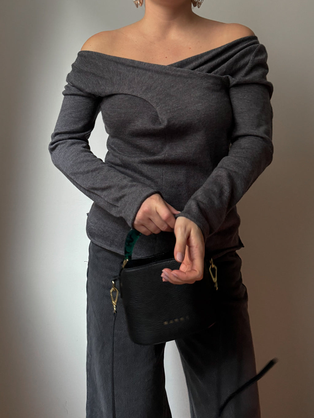 Pure merino wool grey top