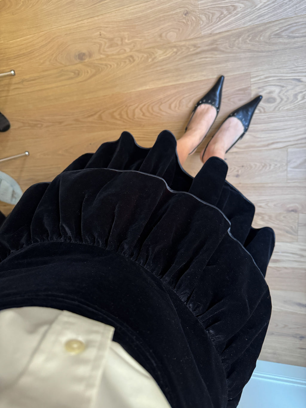Cotton velvet blue skirt