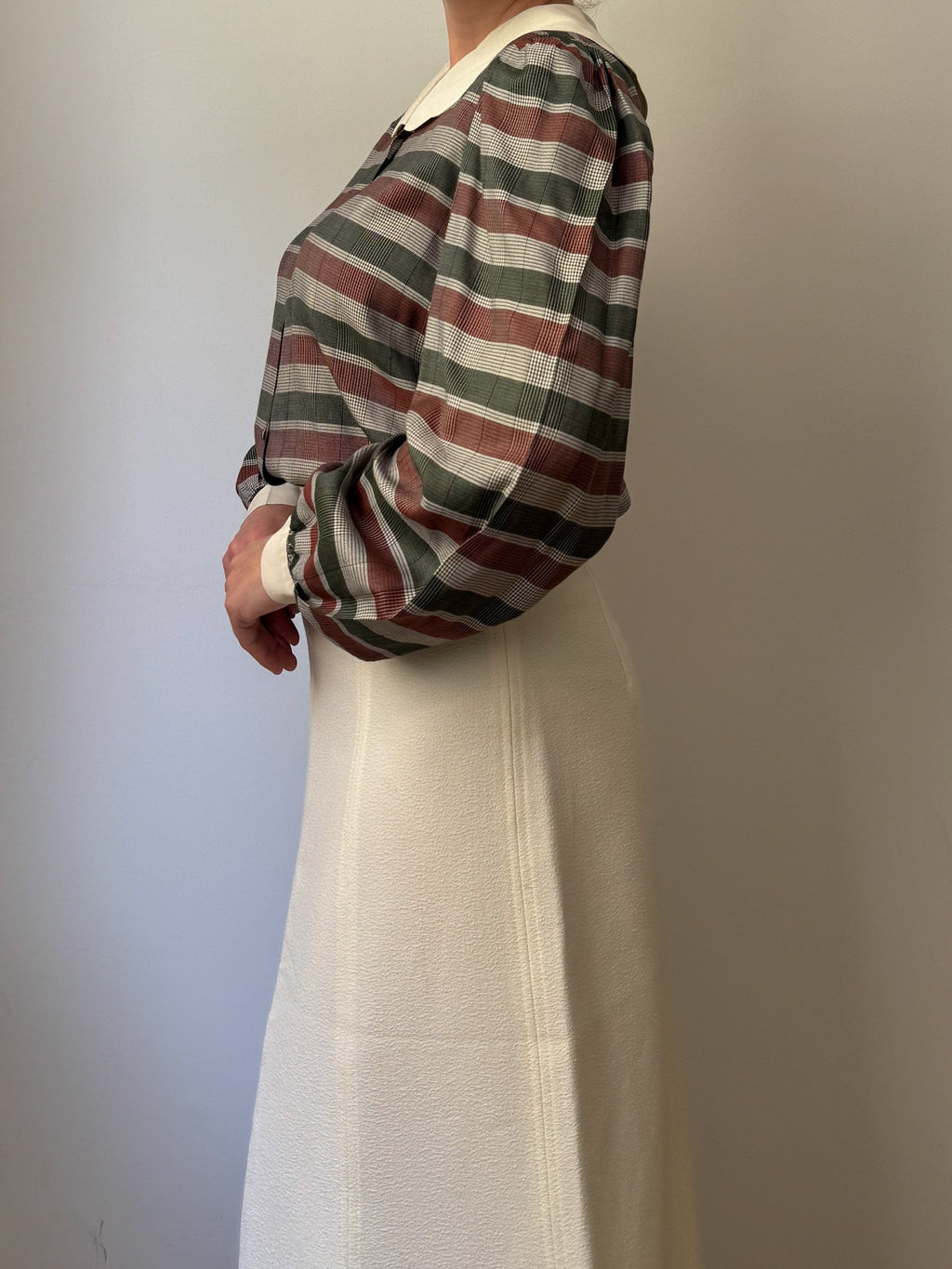 Pure silk maxi collar bouse