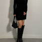 Pure wool black turtleneck dress