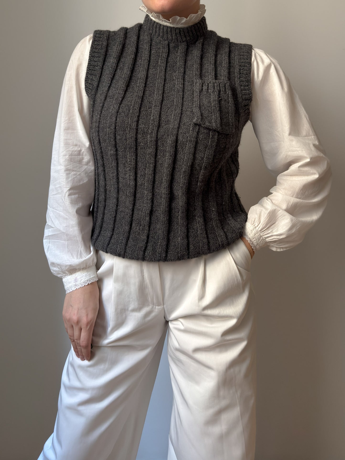 Pure wool grey vest