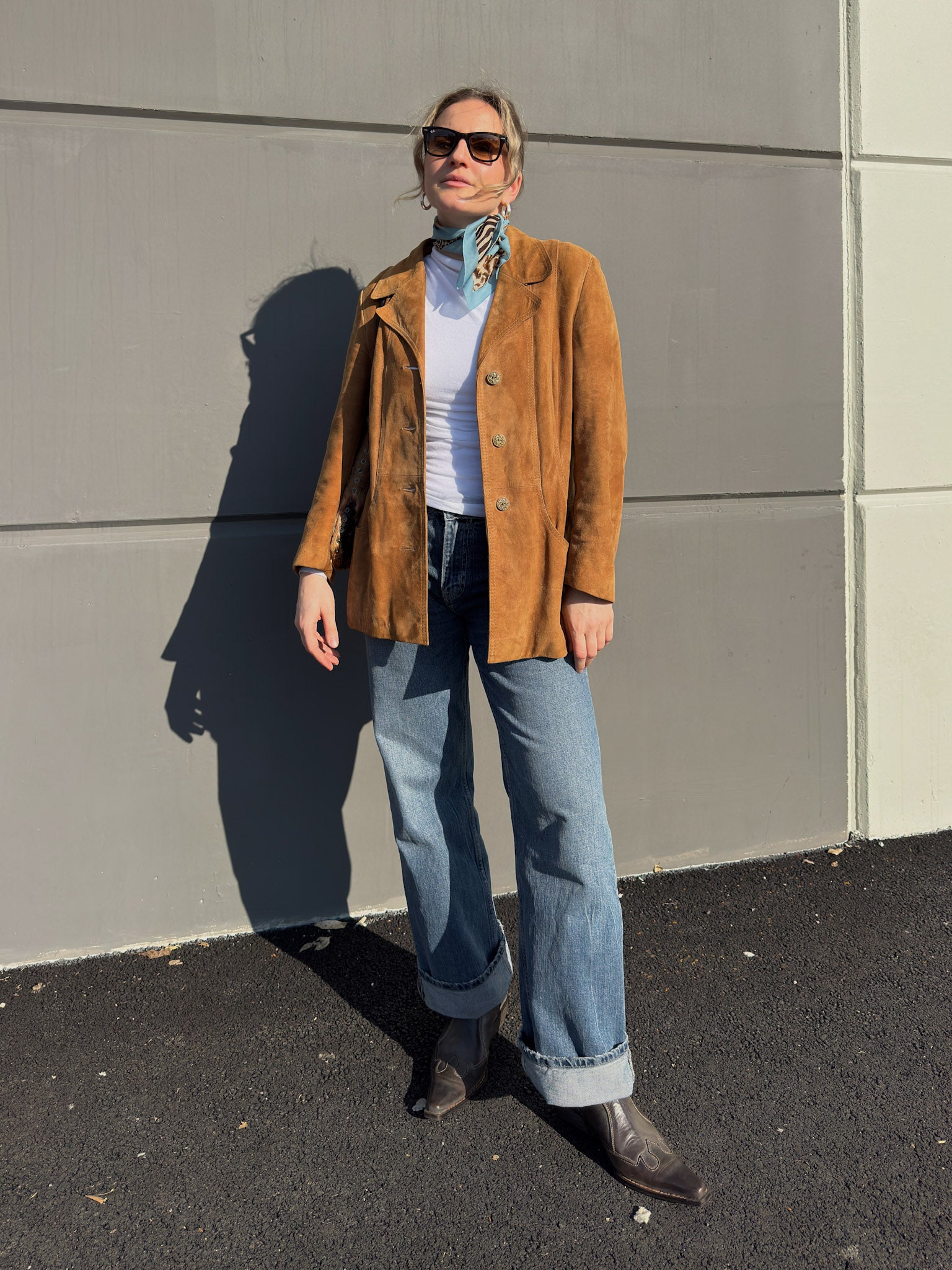 Real suede camel jacket