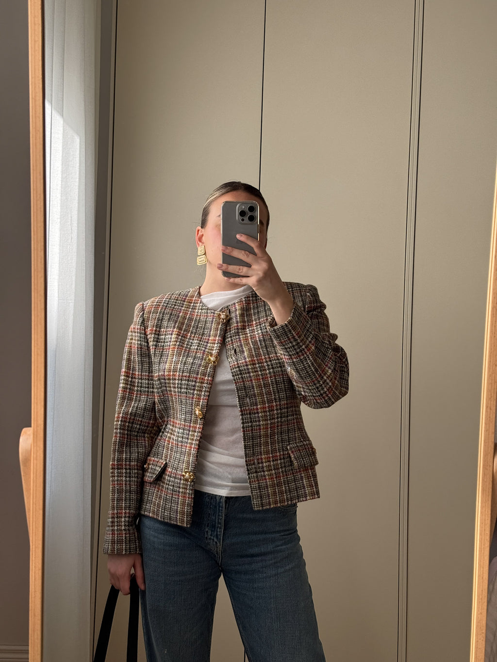 Pure wool tweed check jacket