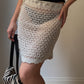 Viscose embroidered ivory skirt