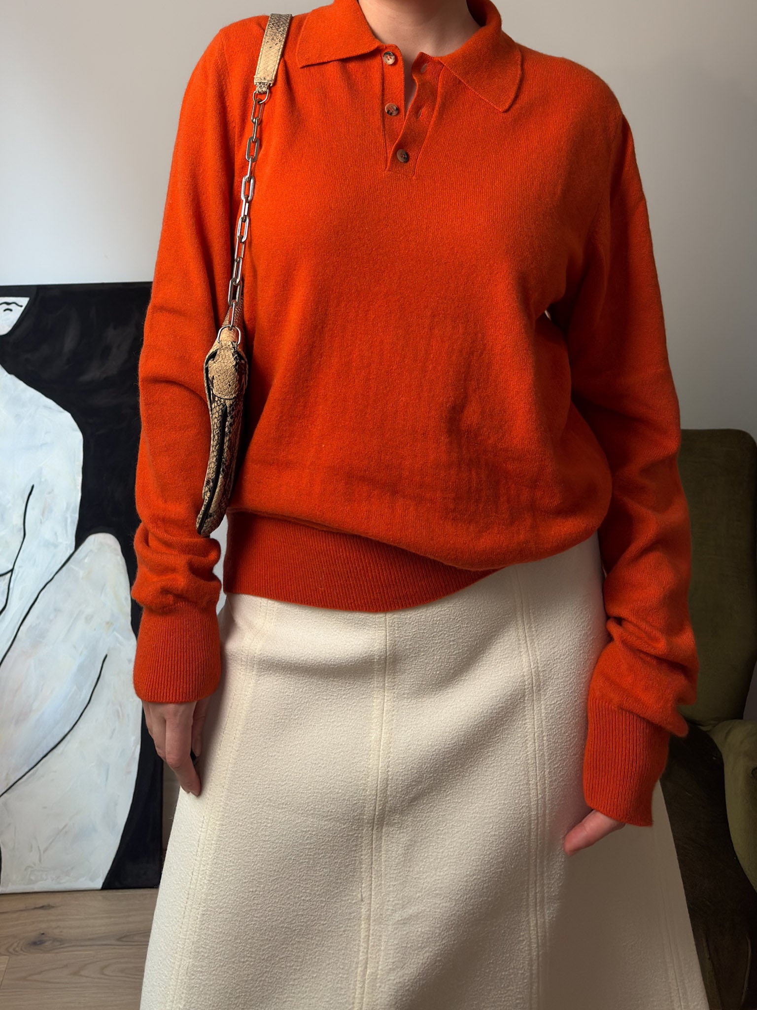 Pure cashmere orange pull