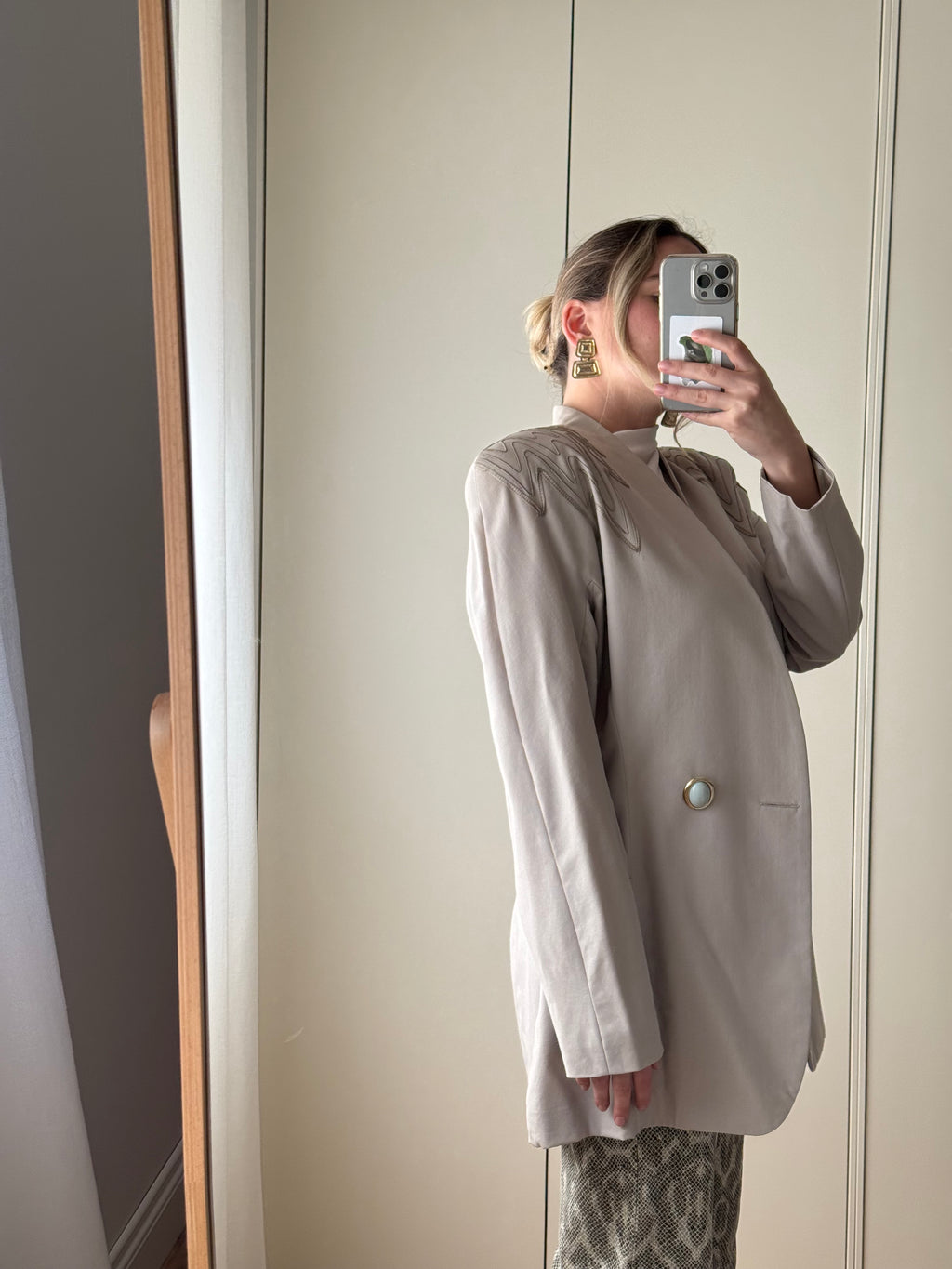 Cotton and viscose sand blazer
