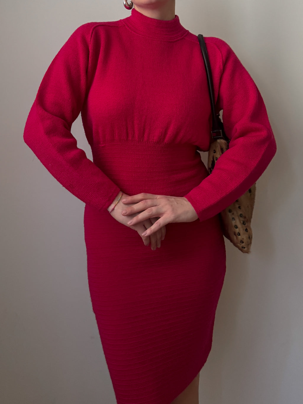 Pure virgin wool cyclamen dress