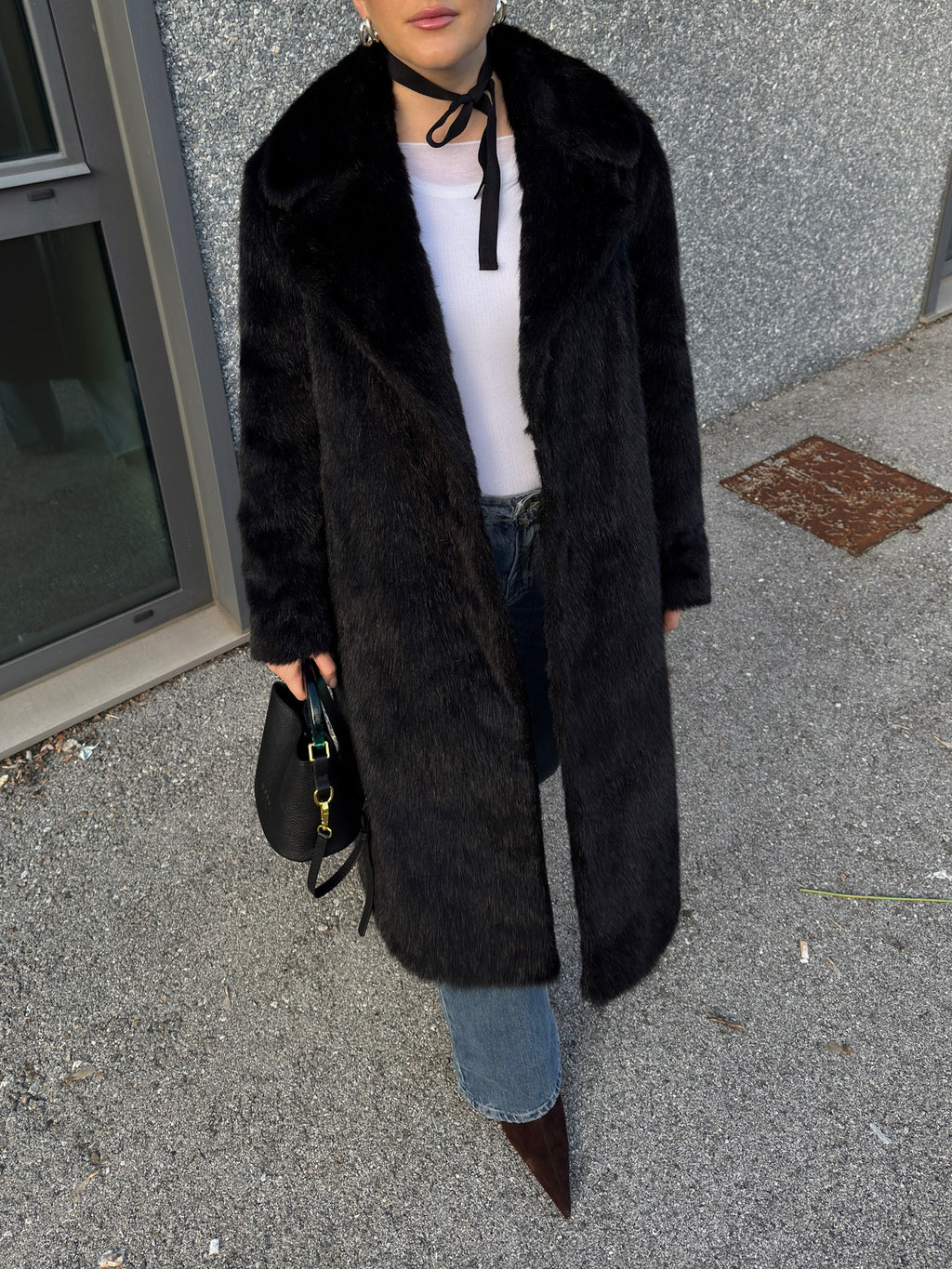 Fur black coat