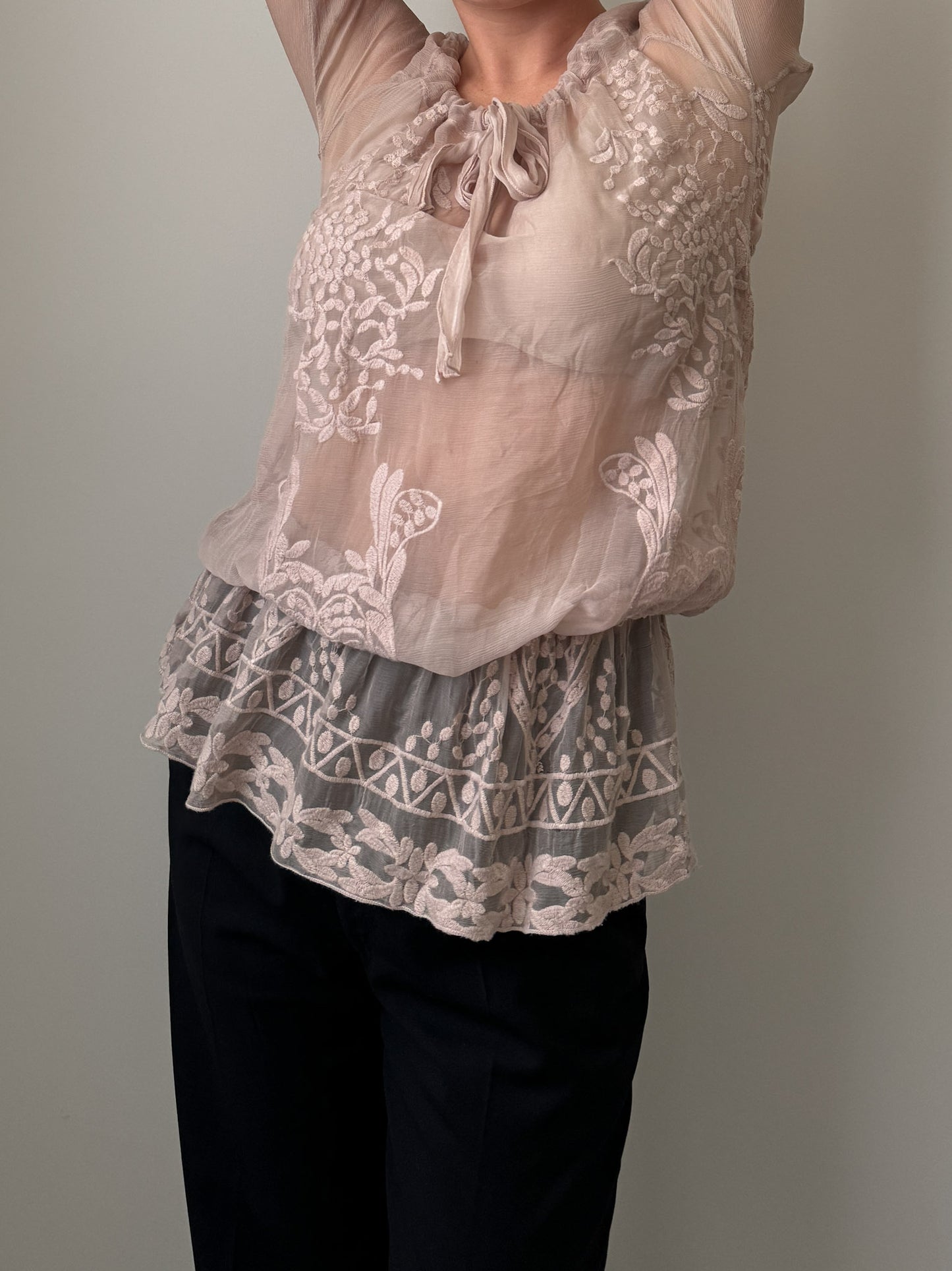 Pure silk sheer blouse