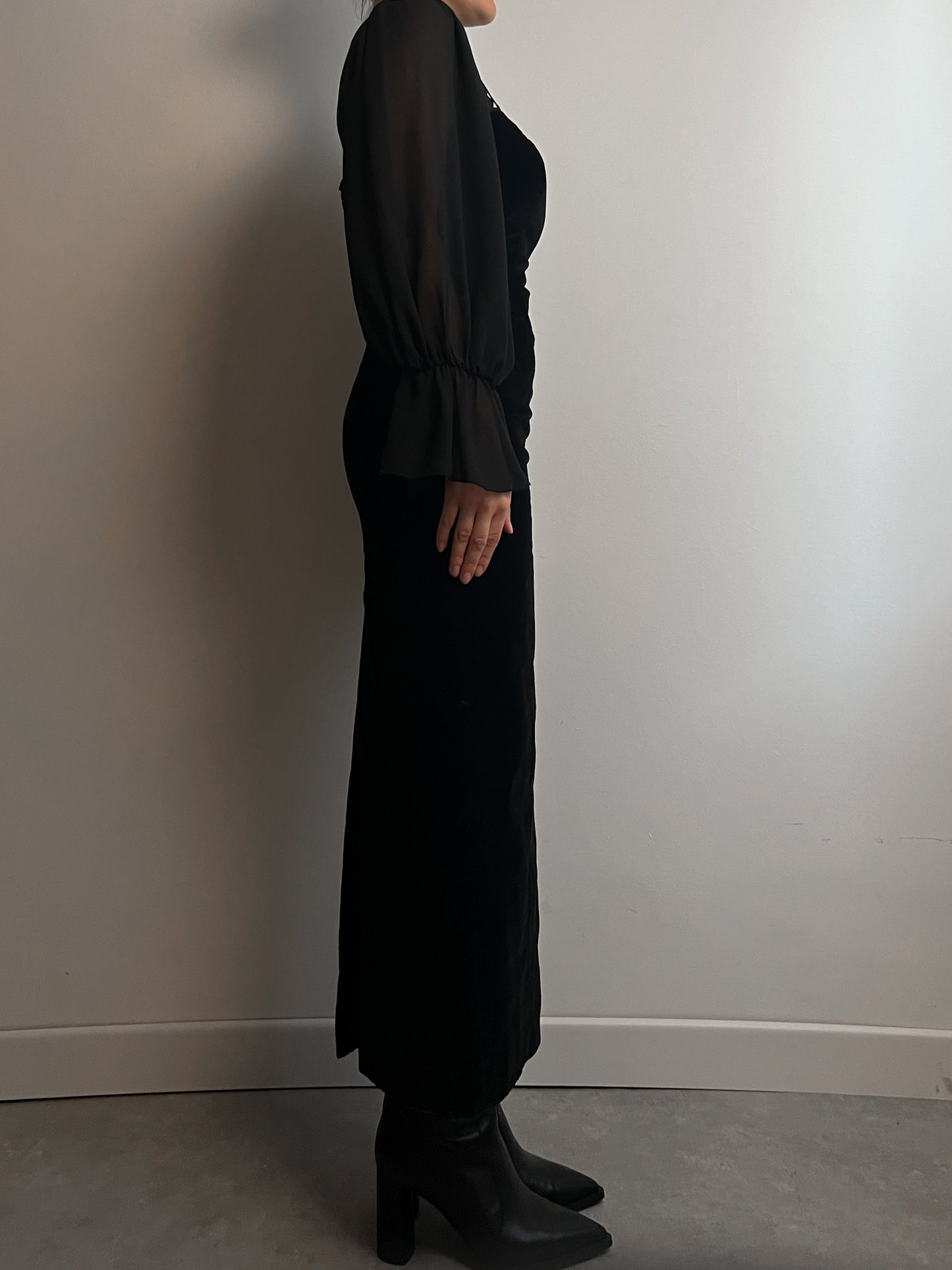 Velvet black long dress