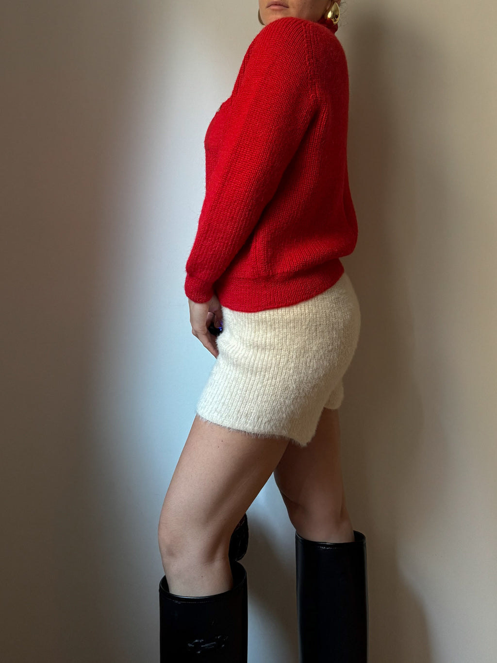 Pure wool red polo pull