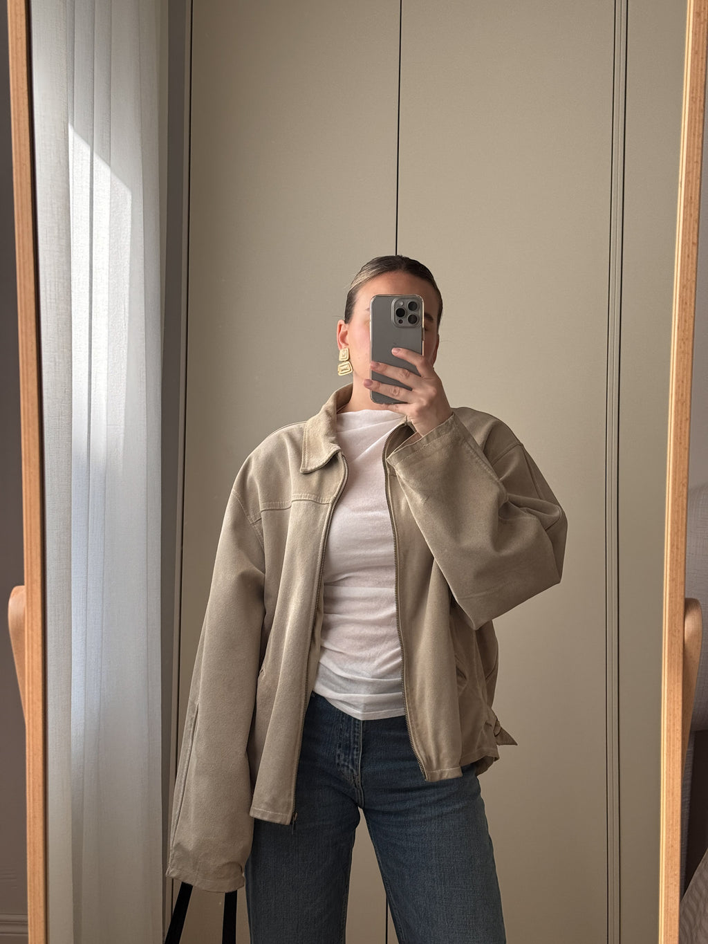 Real suede sand jacket