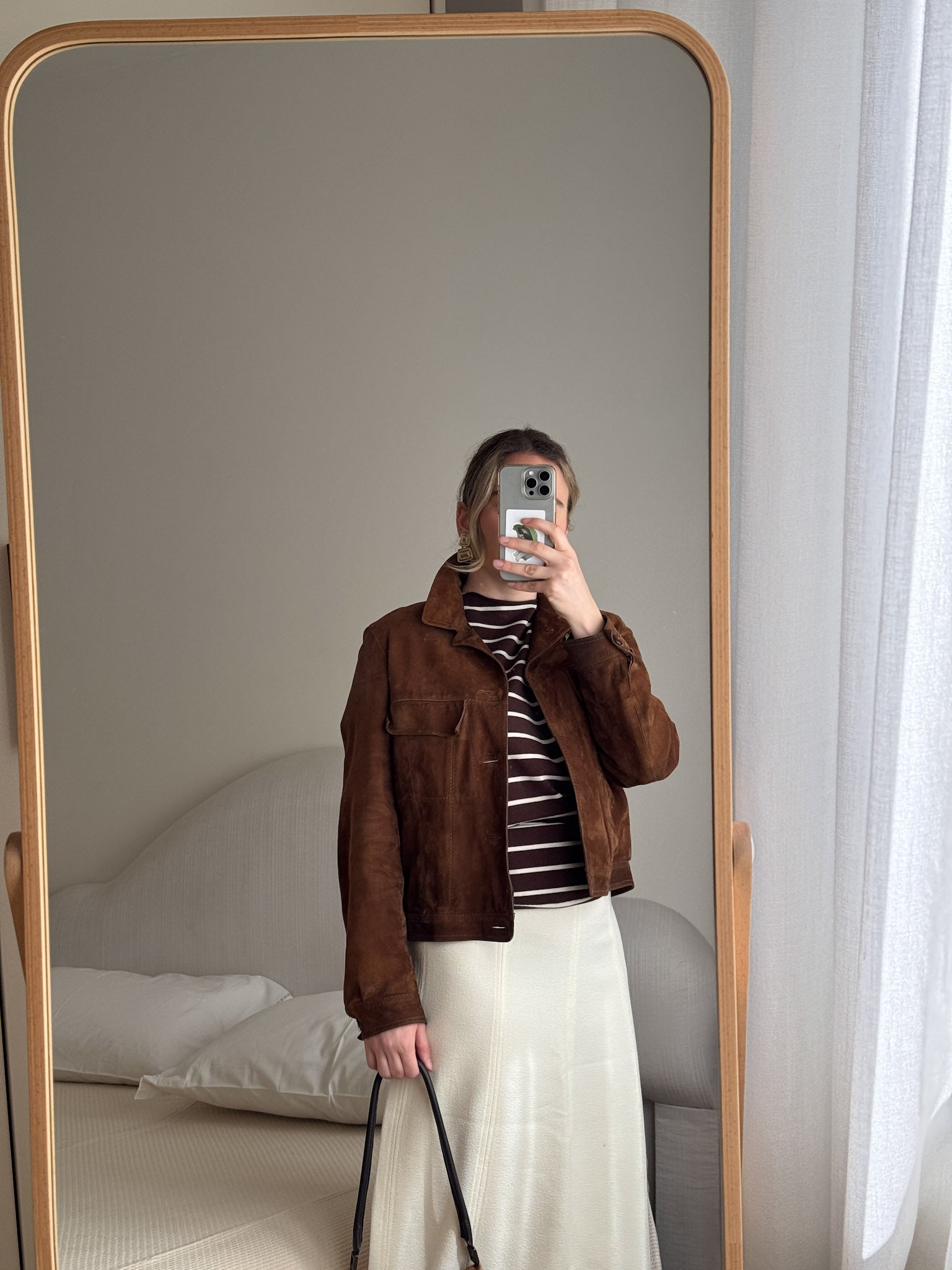 Real suede cropped jacket