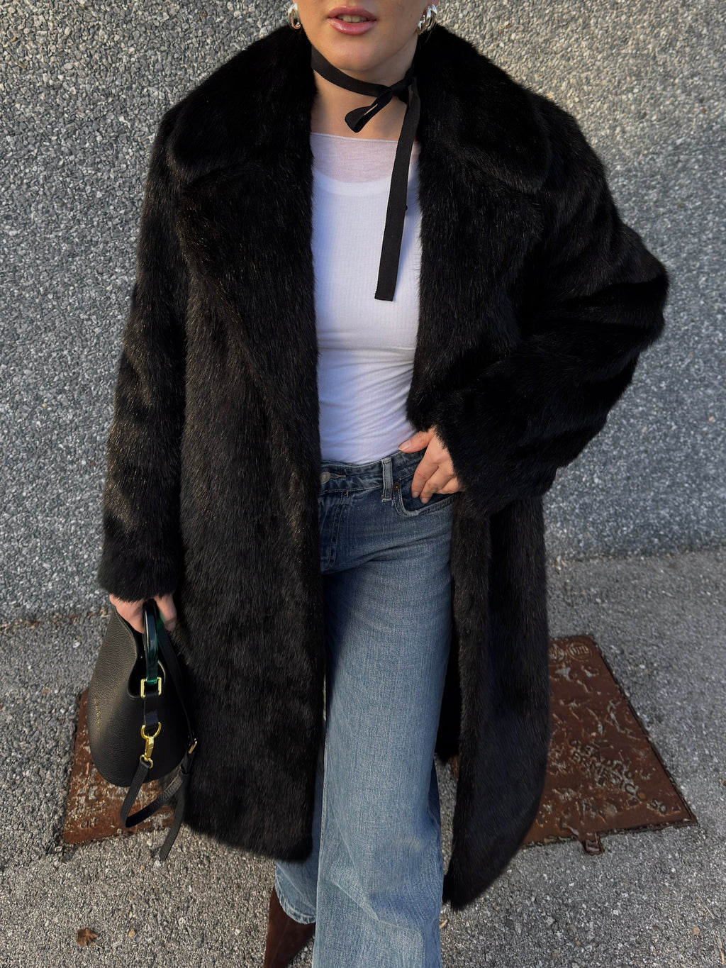 Fur black coat