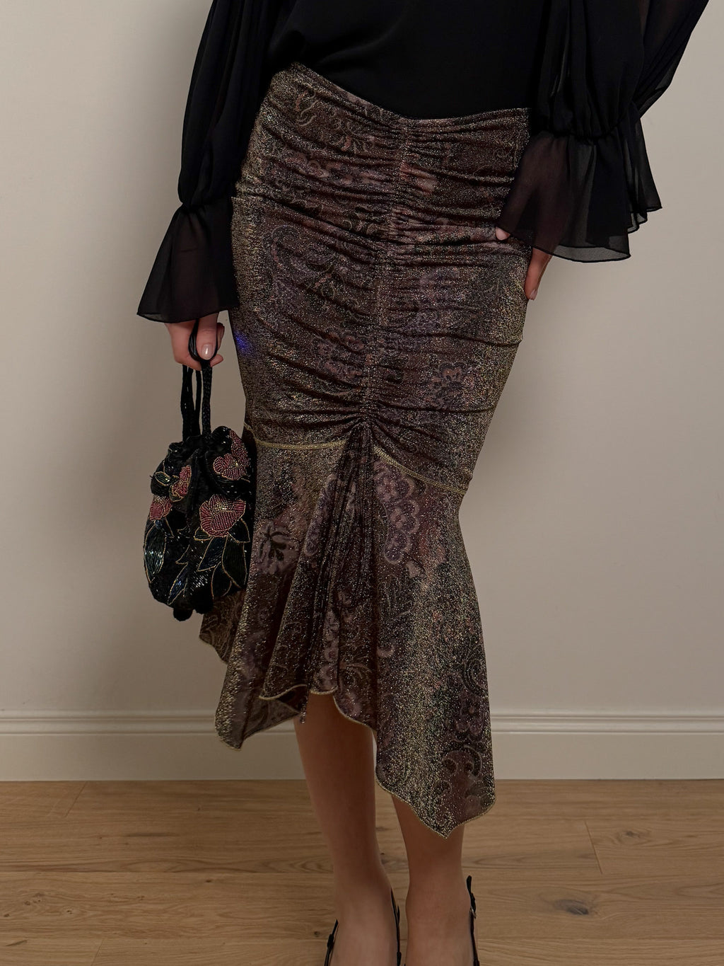 Lurex siren midi skirt