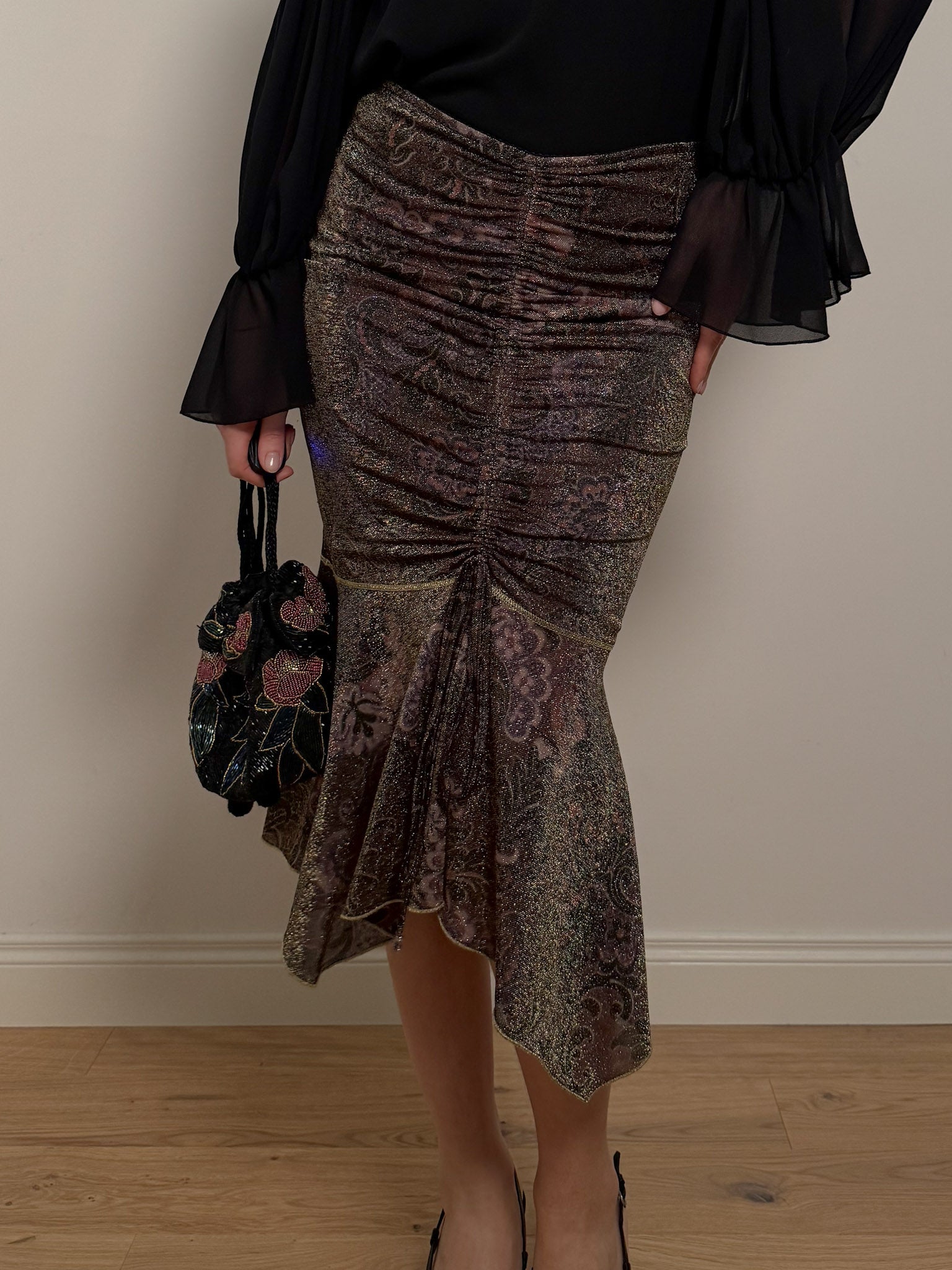 Lurex siren midi skirt