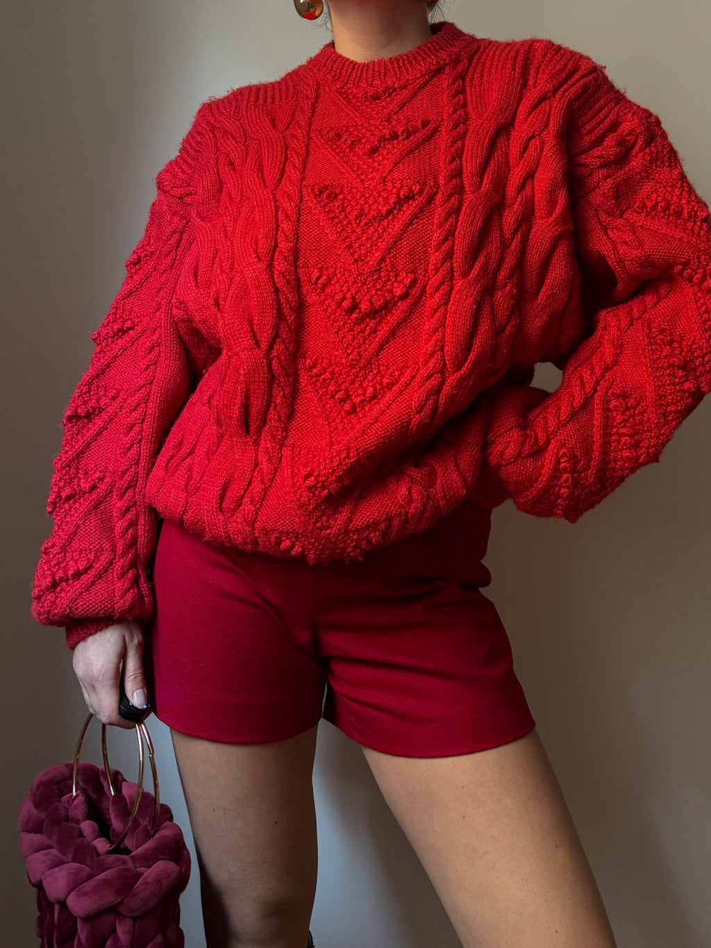 Pure wool red maxi pull