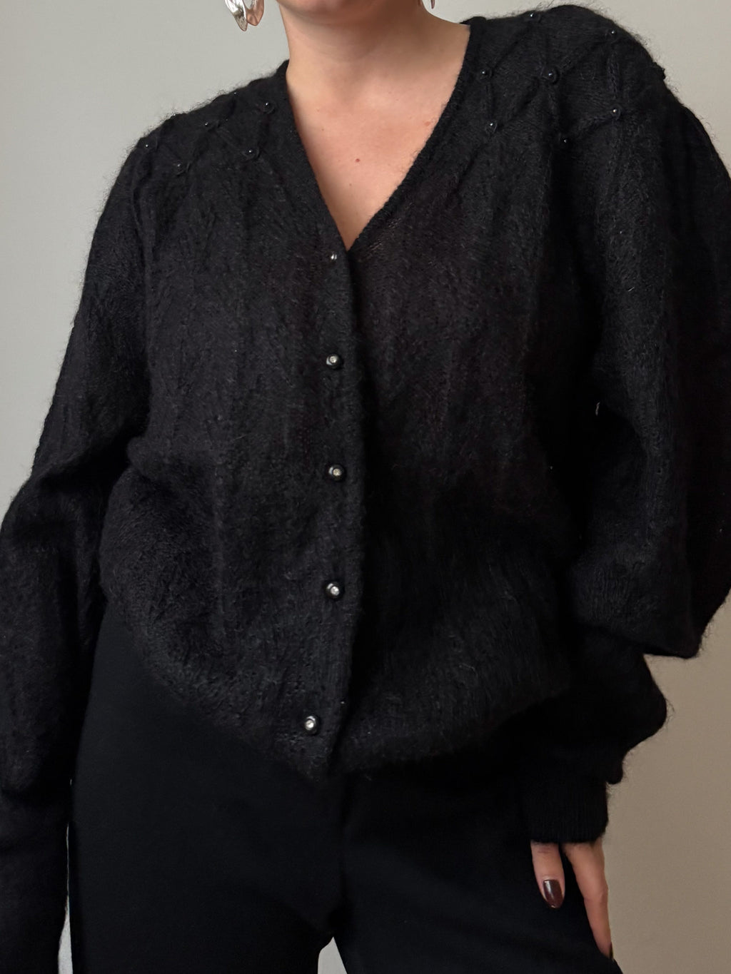 Kid mohair black cardigan