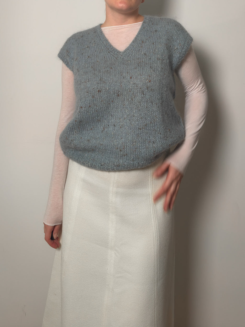 Pure wool handmade sky vest