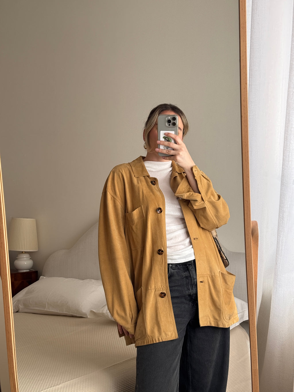 Real suede camel shirt